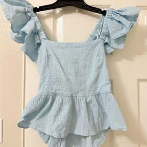 Miami Sky Blue Textured Top